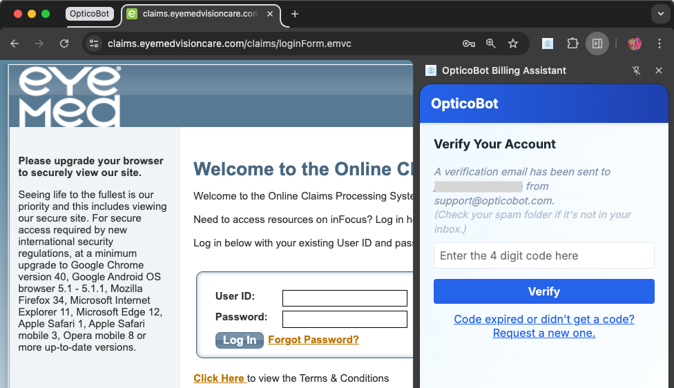 Registering for OpticoBot