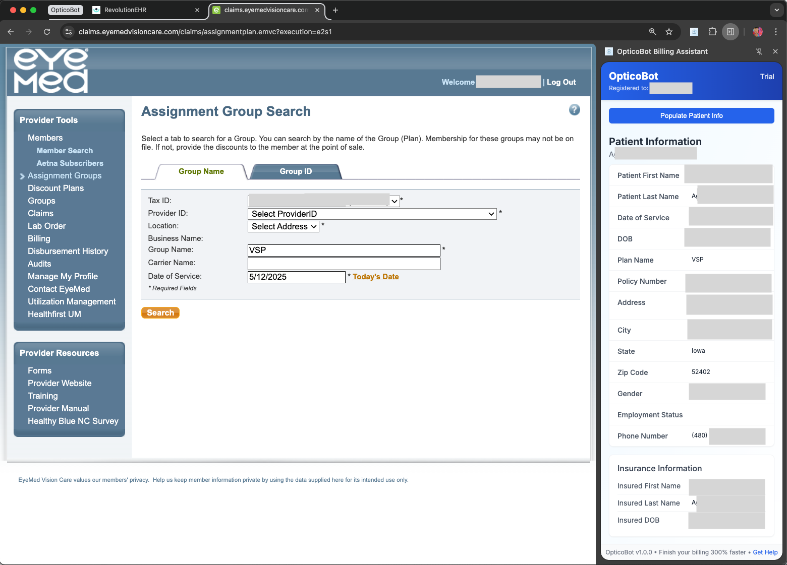 Populate Assignment Group Search