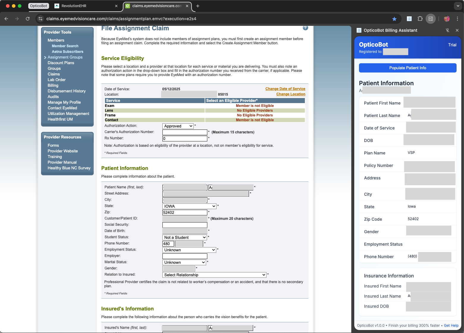 Populate File Assignment Claim